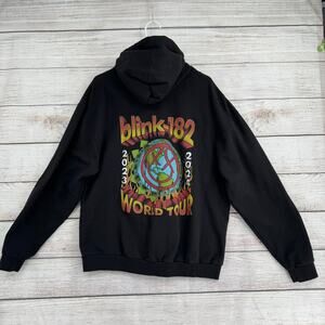 Blink-182 2023-2024 World Tour Full Zip Hoodie Sweatshirt Mens Large Black